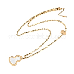 Ионное покрытие (ip) 304 нержавеющая сталь pave натуральная раковина тыква кулон кабель цепь ожерелья для женщин NJEW-M078-02G-01