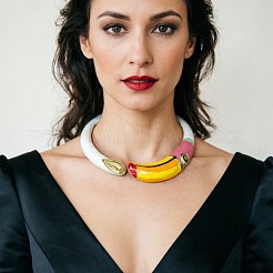 Halskette mit aufklappbarem Halsband aus Emaille und Vogelmotiv&nbsp;WG849AB-02