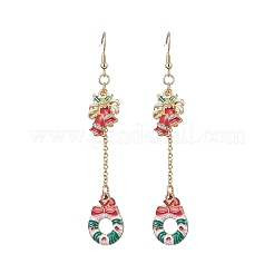 5 пара 5 стильных серег-подвесок из сплава и эмали с рождественской тематикой EJEW-JE06563