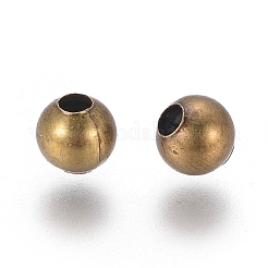 アイアン製スペーサービーズ  ラウンド  ニッケルフリー  アンティークブロンズ  4mm  穴：1.5mm&nbsp;E148Y-NFAB