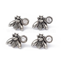 ジェムストーン ビー スタッド イヤリング  女性用真鍮ピン付きアンティークシルバー合金イヤリング  15.5x20.5mm  ピン：0.8mm&nbsp;EJEW-C016-01