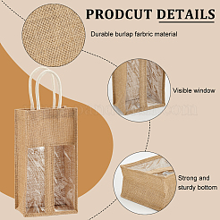 Прямоугольные льняные винные пакеты с 2 отделением и ручкой ABAG-WH0046-28B