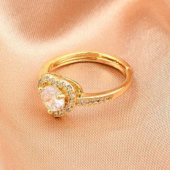 Регулируемые кольца для женщин с микропаве из латуни и кубическими цирконами RJEW-Z113-31G