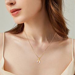 4 collier pendentif cœur en zircone cubique bicolore avec chaînes en laiton doré&nbsp;NJEW-AN0001-78
