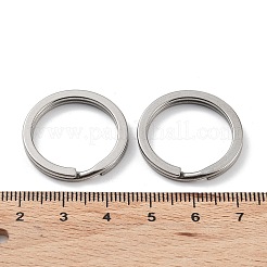 変色しない304ステンレススチール製スプリットキーリング  キーホルダー留め金のパーツ  ステンレス鋼色  25x2.5mm  単線：1.25mm&nbsp;STAS-Q314-01A-P