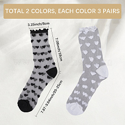 6 пара двухцветных нейлоновых носков из стеклошелка для женщин и девочек AJEW-CN0004-32