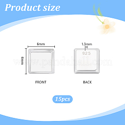 15 шт. 925 квадратных оправы из стерлингового серебра с кабошоном STER-PH0003-99