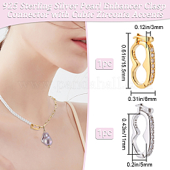 2 шт. 2 цвета 925 стерлингового серебра микропаве прозрачный кубический цирконий застежка-крутистер FIND-BBC0003-38