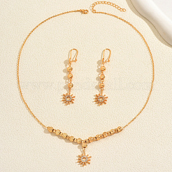 Комплекты серег и ожерелий из винтажной латуни с микропаве из прозрачных кубических цирконий для женщин&nbsp;PM5881