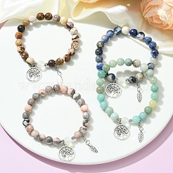 Природные и синтетические Gemstone браслеты простирания BJEW-JB09885