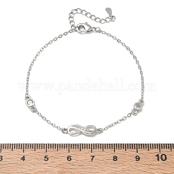 Pulseras de eslabones infinitos de latón con microengaste de circonitas cúbicas transparentes.&nbsp;KK-CBA6980-27P