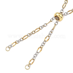 2 pièce de chaîne ovale ajustable en acier inoxydable 304 bicolore pour la confection de colliers&nbsp;AJEW-JB01667