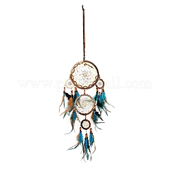 Web/rete intrecciata in abs stile indiano con decorazioni pendenti in piume&nbsp;AJEW-B016-06