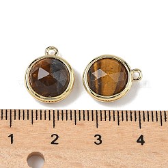 Плоские круглые подвески с натуральным тигровым глазом&nbsp;G-U028-03G-02