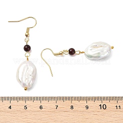 Ohrhänger aus natürlicher Barock-Keshi-Perle und natürlichem Bernstein&nbsp;EJEW-JE07110