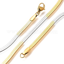 Ожерелья из нержавеющей стали с плоской цепочкой-змейкой для мужчин и женщин NJEW-G160-04GP-01