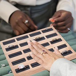 Подставки для деревянных колец с 20 слотом&nbsp;RDIS-WH0033-24