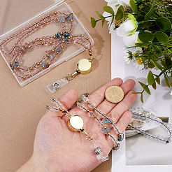 2 шт. выдвижная катушка для значков из сплава и стекла с цепями&nbsp;HJEW-FH00210