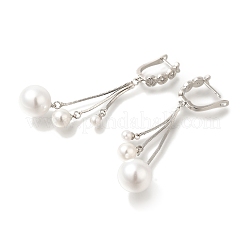 Серьги-кольца с кисточками из латуни с микропаве из прозрачного кубического циркония EJEW-H016-09P