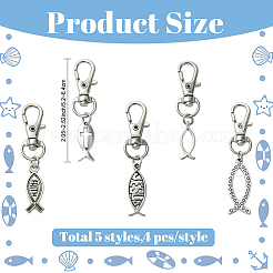 20 шт. 5 стильных подвесных украшений из сплава&nbsp;HJEW-YW00224