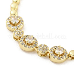 Braccialetti da donna con catena a maglie tonde piatte in ottone con micro pavé di zirconi trasparenti&nbsp;BJEW-R315-01E-G