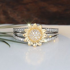 Латунные кольца на палец с фианитом и паве&nbsp;FS-WG273A5-04