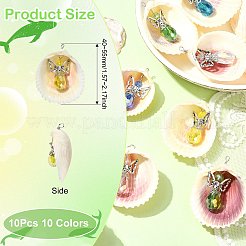 10 шт. 10-цветные подвески в виде ангела из ракушки и сплава из стекла&nbsp;PALLOY-CJ00051