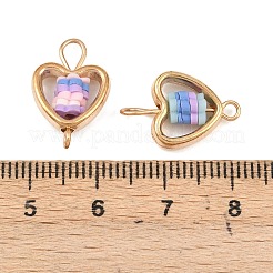 Пластиковая рамка ccb с бусинами из полимерной глины в виде цветов&nbsp;KK-D103-05G