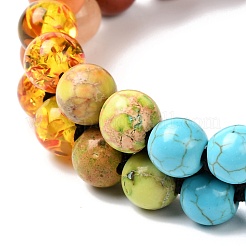 Pulsera redonda de cuentas trenzadas de imitación de ámbar y piedras mixtas para niña mujer&nbsp;X1-BJEW-JB06962-01