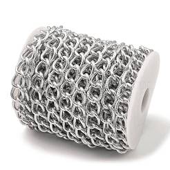 アルミカーブチェーン  テクスチャー  溶接されていない  スプールで  プラチナ  18x13.5x2.5mm  約32.81フィート（10m）/ロール&nbsp;CHA-C002-13P