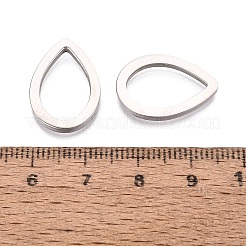 304ステンレススチールリンクリング  ティアドロップ  ステンレス鋼色  20x14x2mm&nbsp;STAS-TAC0004-005
