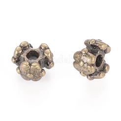 チベット風合金スペーサービーズ  花  鉛フリー＆カドミウムフリー  アンティークブロンズ  6.5x4mm  穴：1.5mm&nbsp;TIBEB-LF5036YKG-AB-LF