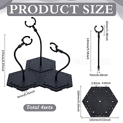 Собранные шестигранные пластиковые стенды для демонстрации фигурок с регулируемым опорным рычагом из сплава&nbsp;ODIS-WH0080-11C