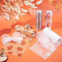 Осенняя тема кленовый лист узор органза лента&nbsp;OCOR-WH0057-11A