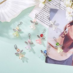 Подвески с ангелочками из акрила и стеклянных бусин&nbsp;HJEW-TAC0045