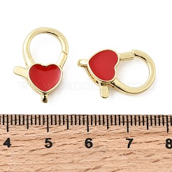 Fermagli a moschettone in ottone smaltato a forma di cuore&nbsp;KK-Z147-02G-01A