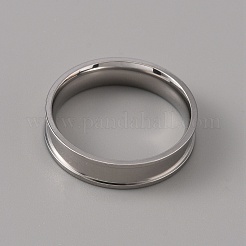201 geriffelte Fingerringfassungen aus Edelstahl&nbsp;STAS-WH0027-27G-P