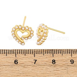 Серьги-гвоздики из латуни в форме сердца&nbsp;EJEW-H158-09G