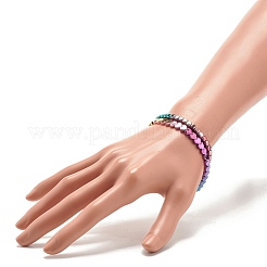 Braccialetti elastici con cuore in ematite sintetica a 2 pezzi e cubo con perline&nbsp;BJEW-JB07721
