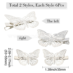 12 шт. 2 стиля железные заколки для волос из кожи аллигатора для женщин и девочек&nbsp;PHAR-SP0001-28B