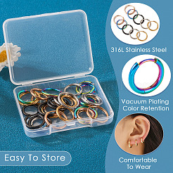 30 шт. 15 стильных серьги-кольца из хирургической нержавеющей стали 316L для девушек и женщин EJEW-TA0001-11