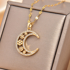 Луна снежинка латунные микропаве прозрачные кубические цирконии подвески ожерелья FS-WG13E36-01