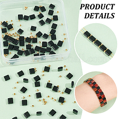 1 нить прямоугольных бусин из натурального черного оникса (окрашенных и нагретых)&nbsp;G-NB0005-54B