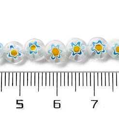 ハンドメイドミッレフィオーリ ランプワークビーズ連売り  フラットラウンド  ライトスカイブルー  6x3mm  穴：0.7mm  約66個/連  14.65''（37.2センチメートル）&nbsp;LAMP-G164-11N