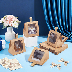 Cajas de cartón para pasteles con ventana de plástico visible y asa&nbsp;CON-WH0117-04A