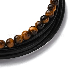 Плетеный кожаный многожильных браслеты BJEW-B096-16B-01