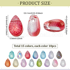 150шт 15 цвета стеклянные подвески&nbsp;GLAA-PH0003-65