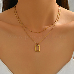 Французские двухслойные ожерелья из нержавеющей стали с квадратным кулоном неправильной формы для женщин AH9008