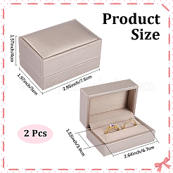 PUレザージュエリーカップルリング梱包箱  長方形  小麦  7.7x5.3x4.2cm&nbsp;CON-CL0001-27A