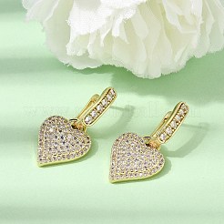Boucles d'oreilles créoles pendantes en laiton serties de micro-pavés de zirconiums cubiques&nbsp;EJEW-G471-15G